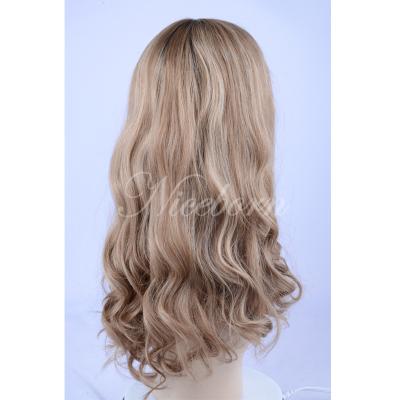 China Virgin Hair Women Brazilian Blonde Jewish Hair Wig Mono Cap With PU for sale