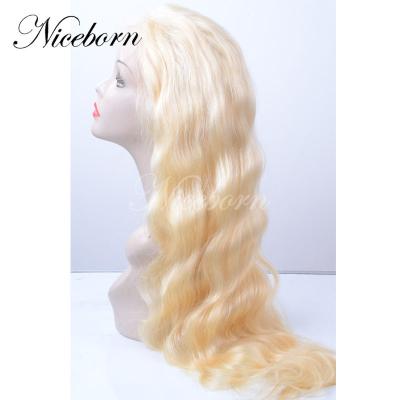 China Full Body Wave #613 Color Blonde Brazilian Human Hair Lace Wig With Baby Hair for sale