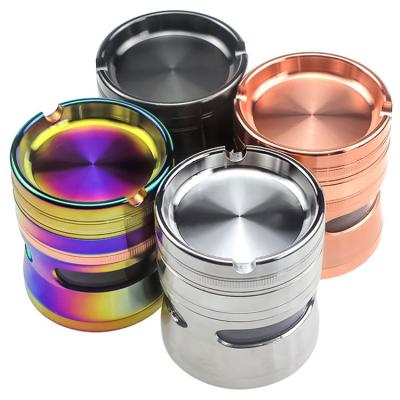 China OEM/ODM Eco-friendly metal cigarette grinder 4 layers transparent window custom grinders with ashtray for sale