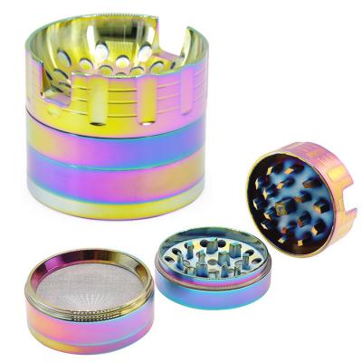 China OEM/ODM 4 Layers Ice Blue Colorfull Custom Grinders Ashtray Eco-friendly Metal Cigarette Grinder for sale