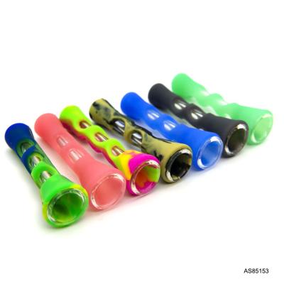 China Smoking Tobacco Fashion Herbal Chillum Speaker Tube Pipe Glass Smoking Pipe Eco-friendly Silicone One for sale