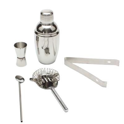 China New Product Durable Bar Tools Stainless Steel Cocktail Shaker Set 5pcs Wine Boston Cocktail Shaker for sale