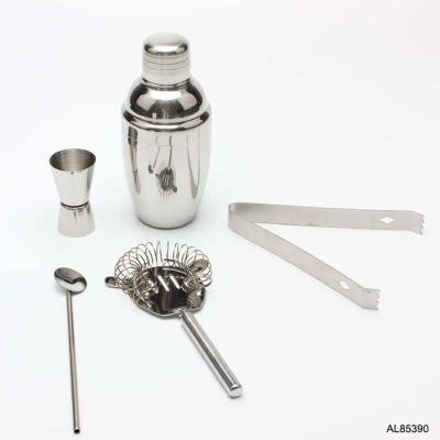 China New Product Durable Bar Tools Stainless Steel Cocktail Shaker Set 5pcs Wine Boston Cocktail Shaker for sale