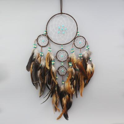 China Large CREATIVE Dream Catcher Wall Decor Dream Catchers With Brown Feathers Boho Room Decor Living Room Decor for sale