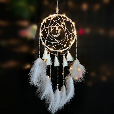 China Contemporary Interesting Dream LED Catchers, Handmade Dream Catcher For Bedroom Wall Hanging Home Decor Ornaments Craft for sale