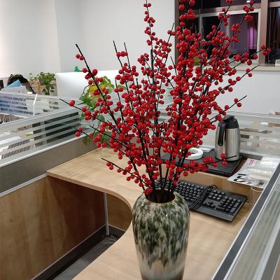 China Foam Hot North American Artificial Red Berry Group Christmas PE Fruit Factory Direct Selling Amazon Holly Chinese Hawthorn for sale