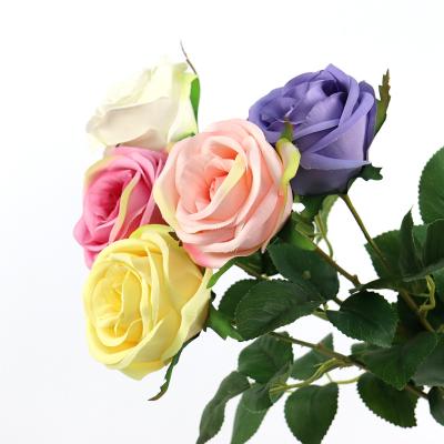 China Amazon direct selling factory direct selling artificial flower wedding decor high quality silk warm rose home simple round rose for sale