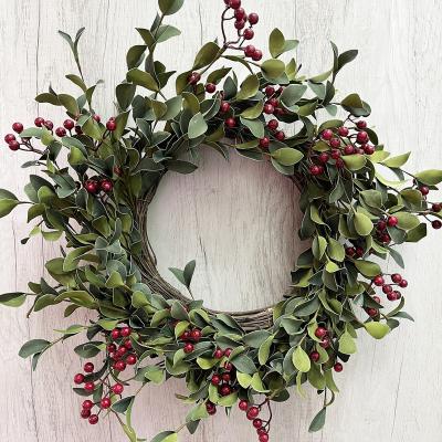 China EVA Factory Direct Sale Amazon Hot Artificial Green Plant Christmas Decorations Weave Artificial Christmas Wreath for sale