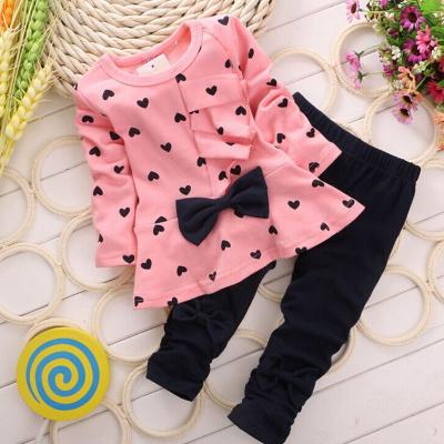 China Super Soft Dotted Printed Two Piece Autumn Winter Children&'S Loungewear Overalls Girl Winter Clothes Sets Kids Clothes Girls for sale