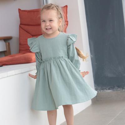 China Wholesale Washable Little Girls Cotton And Flying Canvas Sleeve Dress Up Casual Kids Dress Up Costume Outfits for sale