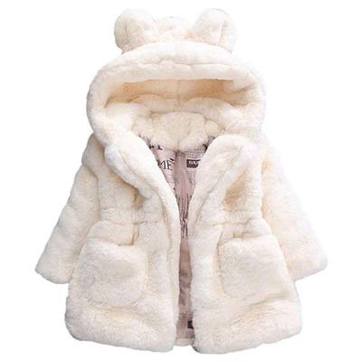 China Baby Girls Winter Fleece Coat Kids Washable Faux Fur Jacket With Hood Thicken Outwear Warm Overcoat for sale