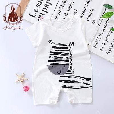 China Comfotable 2021 Summer Cotton Shorts Sleeve Newborn Baby Romper Girls Organic Newborn Rompers Overalls Wholesale for sale