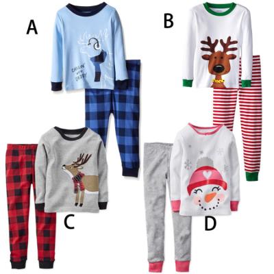 China Wholesale 2021 Christmas Elk Fashion Thermal Bulk Winter Terno Sleepwear Print Children Pajamas Sets Sleepwear Pajamas For Kids for sale