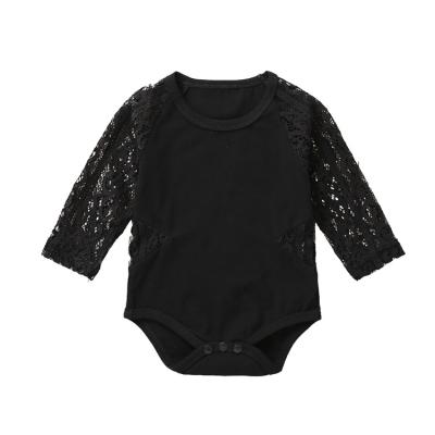 China Wholesale Newborn 100% Cotton Girl Baby Clothes Lace Up Long Sleeve Jumpsuit Outfit Clothes Babies Rompers For 0-24 Months for sale