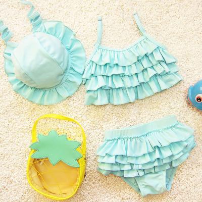 China Little Princess Bikini Swimsuit 2021 New Summer Children's Breathable Three-piece Split Baby Beach Swimwear Suit for sale