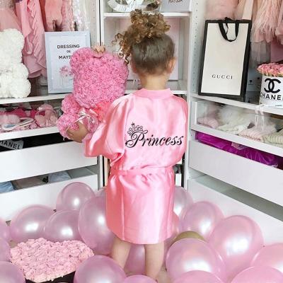 China Toddler Silk Long Robes Christmas Children's Embroidery Long Robes Kids Pajamas Kids Elegant Back QUICK DRY Sleepwear for sale