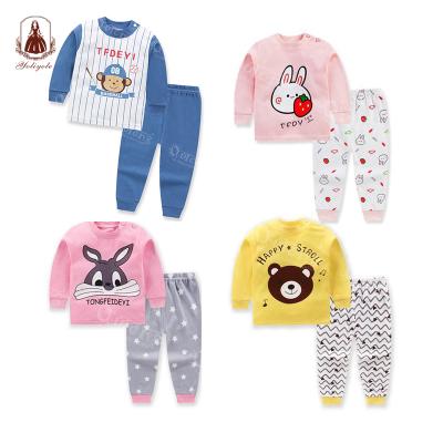 China Yoliyolei QUICK DRY Long Sleeve 2 Piece Cartoon Animal Kids Sleepsuit Set Organic Payamas Boys Kids Cotton Girls Unisex Sleepwear for sale