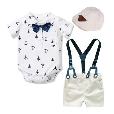 China Custom 3 Piece Casual Outfits Summer Newborn Clothes Toddler 2 Set Boy Shorts Baby Baptism Boys Clothing Sets for sale