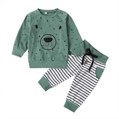 China New Baby Boy Casual Clothes Outfits Kids Cartoon Bear Long Sleeve Sweatshirts Tops+Long Pants Newborn Baby Overalls Cotton 2 Pcs Sets for sale