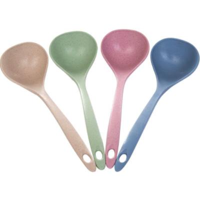 China Sustainable Kitchen Utensils Tool Pocket Eco-Friendly Tableware Household Wheat Straw Healthy Soup Long Handle Soup Spoon for sale