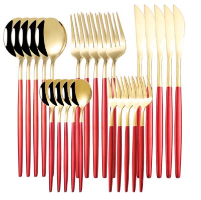 China Viable Hot Sales 25-Piece Kitchen Utensils Set Multifunctional Metal Tableware Stainless Steel Knife Spoon Fork Set for sale