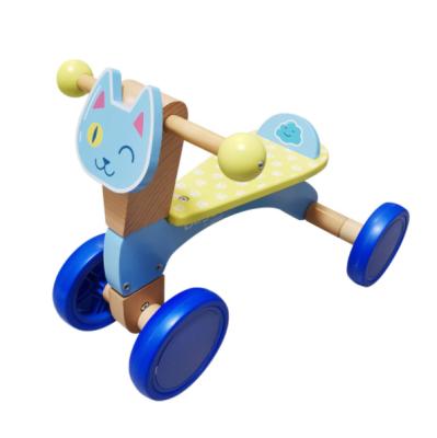 China Ride On Toy Cute Children's Wooden Four-wheel Ride On Baby Balance Bike Toy For Kids Learning And Game for sale