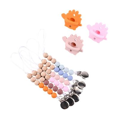 China 2Pcs/Set Food Grade BPA Free Silicone Baby Dummy Pacifier Set Baby Pacifiers Nipple With Holder Clip Chain for sale