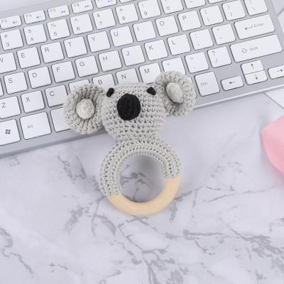 China Musical Cute Handmade Giraffe Rabbit Crochet Rattle Baby Teething Teether Toy for sale