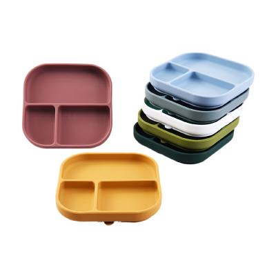 China BPA Free Silicone Baby Kids Dinner Feeding Food Grade Suction Dishes Set for sale