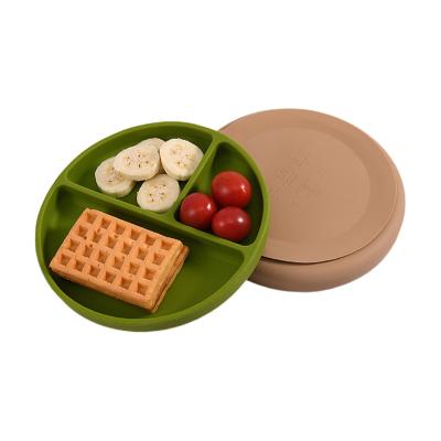 China BPA Free Silicone Professional Suction Divided Baby Food Dish Set Silicon Feeding Dinner Dishes for sale