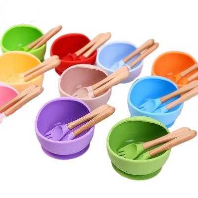 China BPA Free Silicone Suction Food Grade Feeding Bowl Sets With Spoon Baby Plastic Feeding Silicone Rolls Set for sale