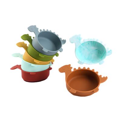 China Food Grade BPA Free Animal Shape Silicone Baby Suction Feeding Bowl Set With Spoon for sale