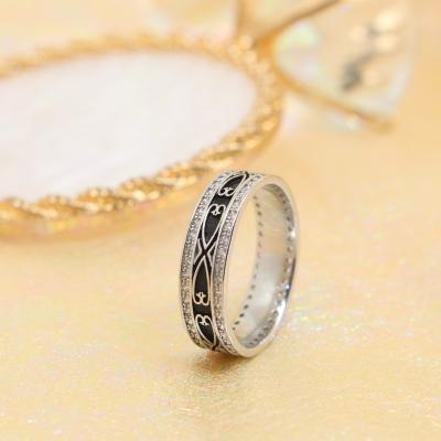 China Custom Fashion Luxury Finger Vintage Letter Tungsten 18K Gold Plated Silver Stainless Steel Jewelry Men Women Link Name Ring for sale