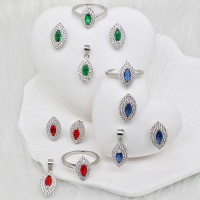 China CLASSIC Vintage Colorful Gemstone Earrings Necklace Pearl Jewelry Set High Quality Dubai for sale