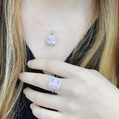 China Fashion Vintage European and American Jewelry Set Pink Oval Drop Gem Set Three Piece Party Jewelry Water Pendant for sale