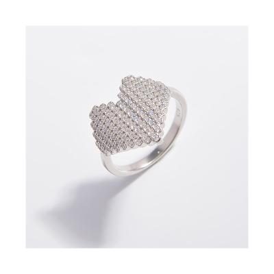 China 925 Sterling Silver Fashion Heart Shaped Zircon Ladies High Quality Eternal Rings for sale