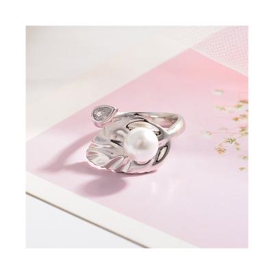 China Factory Price FASHIONABLE Pearl Zircon 925 Sterling Silver Jewelery Finger Rings for Ladies for sale