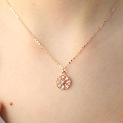 China 2022 NS CLASSIC Necklace For Women Round Shape Chain Fashion Pendant Jewelry Rose Gold Zircon Chain Necklaces Gift for sale