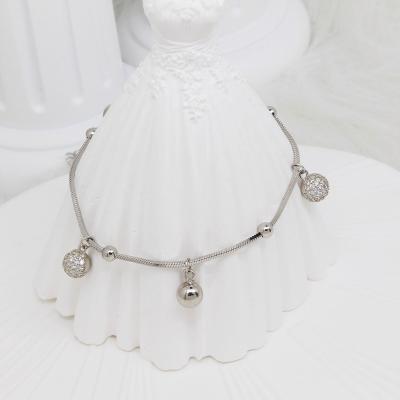 China Vintage Fashion Jewelry White Gold Chain Round Shape 4mm Zircon Diamond Adjustable Tennis Bracelets For Women NS for sale