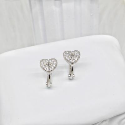 China Wholesale Vintage Fashion Heart AAA Jewelry 2022 White Plated Zircon Drop Earrings Woman / Platinum Plated Earring Jewelry for sale