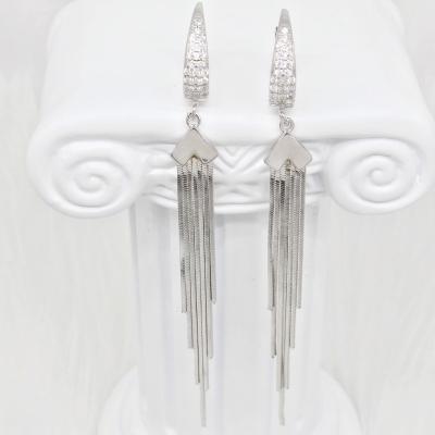 China CLASSIC Hot Minimalist 925 Sterling Silver Accessories Jewelry Gift for Women Multilayer Tassel Chain Studs Earrings for sale