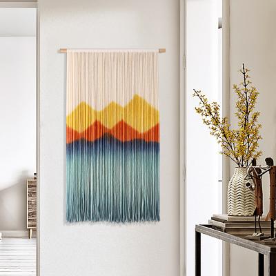 China 2021 Hand-woven bedroom decorations hot-selling Nordic minimalist simple tassel wood tapestry stick style hand-woven custom for sale