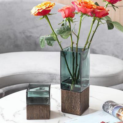 China Nordic Paulownia Fortune Minimalist Ins Style Vase Table Top Wooden Hydroponic Furnishings Contemporary Ground Flowerpot Furniture for sale