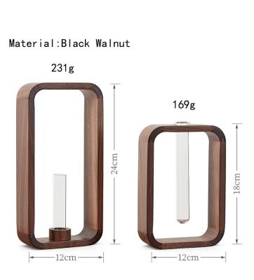 China Minimalist Ins Style Black Walnut Light Luxury Wooden Vase Table Decor Hydroponic Furnishing Table Decor Wood Home Top Nordic Crafts for sale