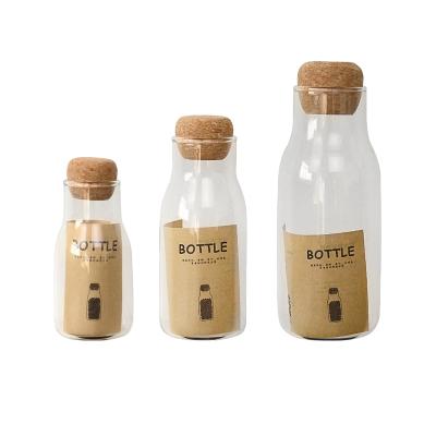 China Viable Japanese Transparent Sealed Household Glass Cork Bottle Storage Bottle Tea Coffee Storage Box for sale