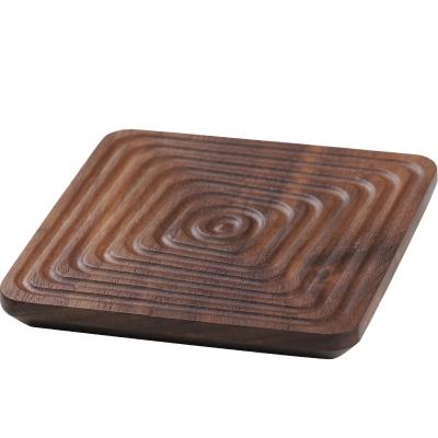 China Durable Solid Wood Heat Insulation Pad Water Cup Ironing Geometric Pattern Cup Non-Slip Coffee Pad for sale