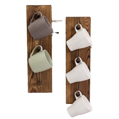 China Stored Wood Mail Sorter Wall Mail Shelf Mail Organizer 4 Key Hooks Wall Mounted Key Holder Rack for sale