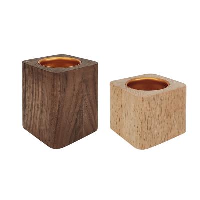 China 2021 New Product Mini Flower Pot Solid Wood Pot Flower Square Home Office Pastoral Popular Wood Decoration Mini Flower Pot for sale