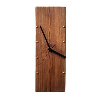 China Retro Minimalist Decorative Solid Wood Art Wall Mount Furniture Calendars Rectangular Wall Clock for sale