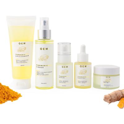 China Organic Face Turmeric Skin Care Set Whitening Serum Cream Face Repair Anti Acne Private Label Turmeric Sets for sale